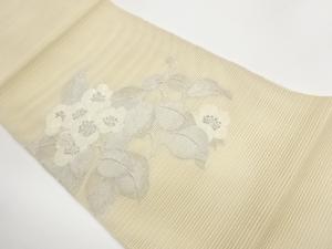 絽花葉模様織出し名古屋帯